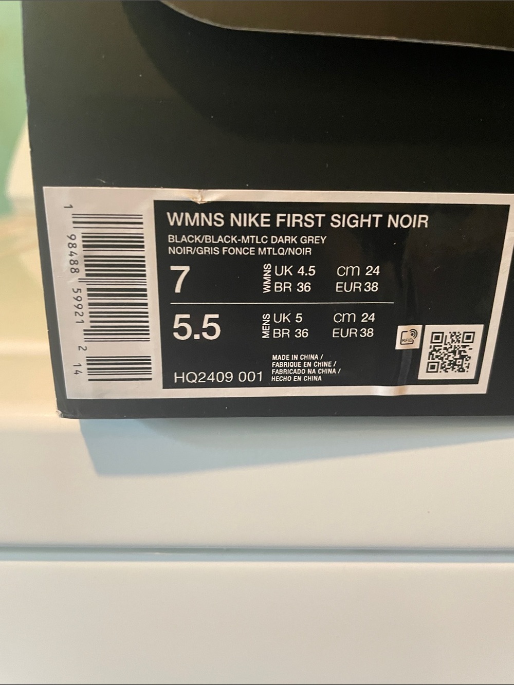 Nike WMNS First Sight Noir Box Label - Black/Dark Grey